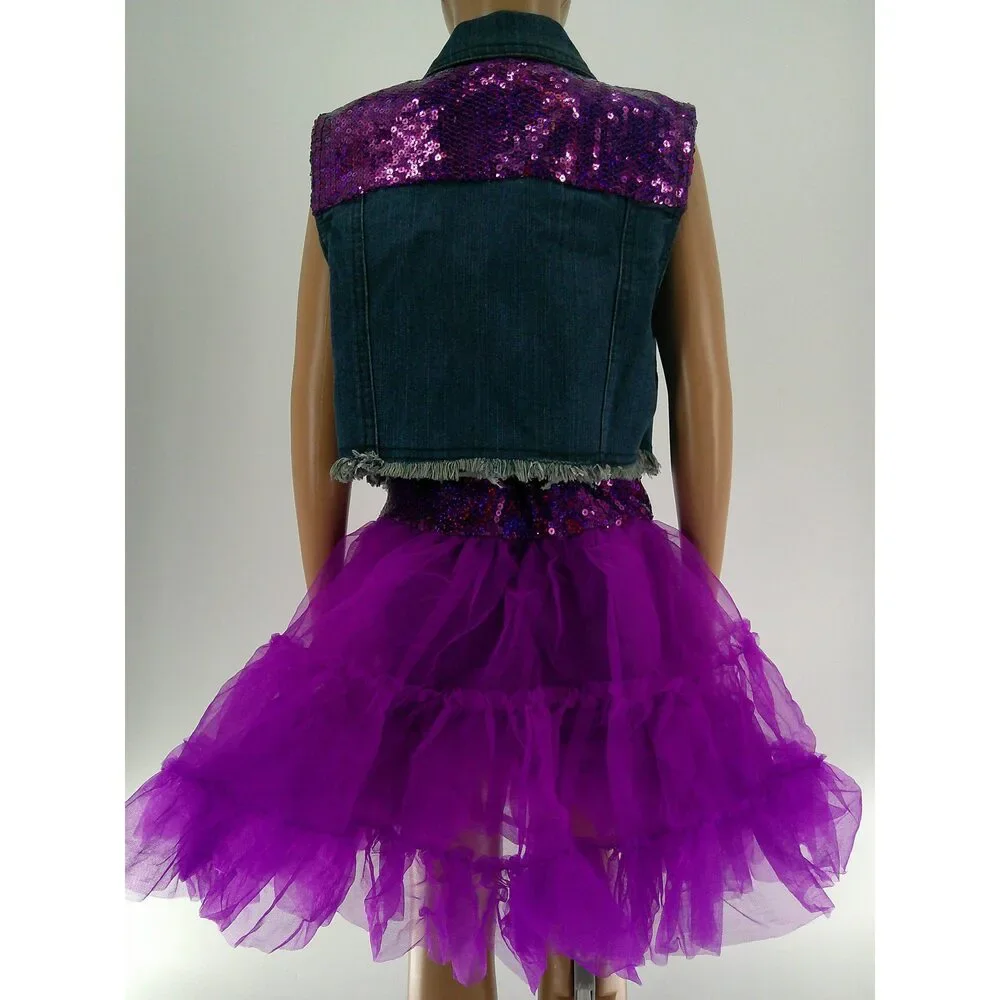 Pre-Owned Dance Costume Weissman 8590 Medium Child Purple Tutu Jazz Sequin